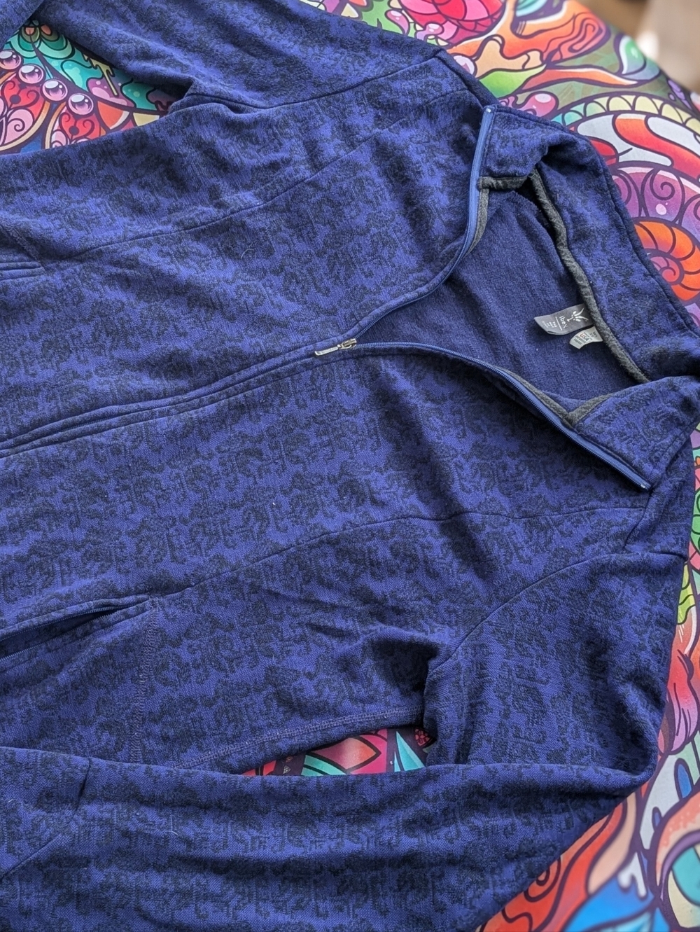 Ibex Juliette Women's Merino Wool Jacquard Knit Full Zip Jacket Purple XL